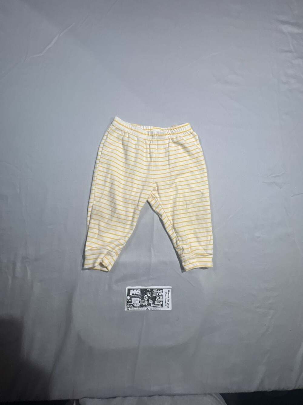 Kiddiezoom Infant Baby 12M Yellow and White Striped Bee Embroidered Pull-On